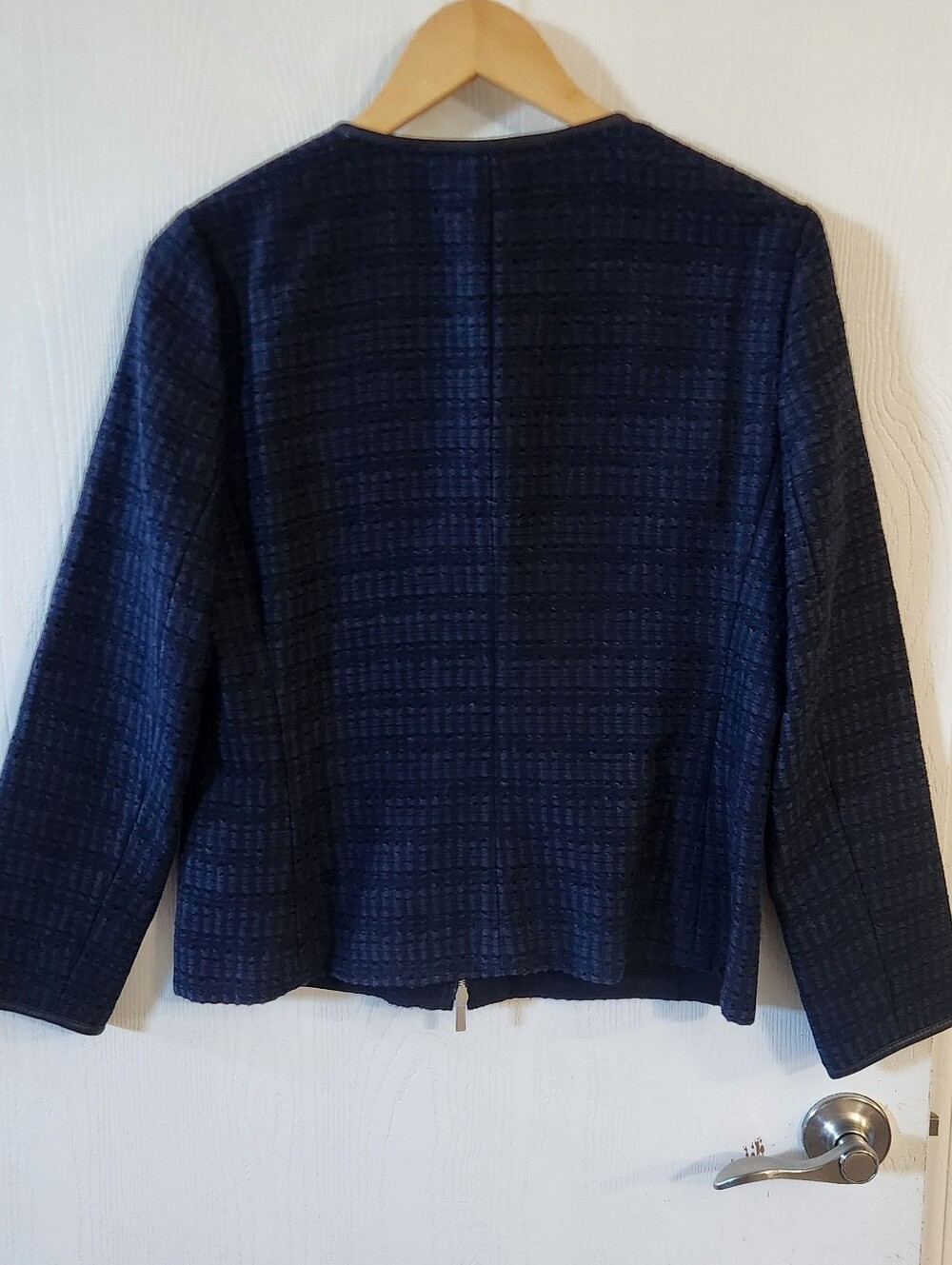 Lafayette 148 New York Navy Tweed Zip-Detail Jacket - Picture 5 of 10